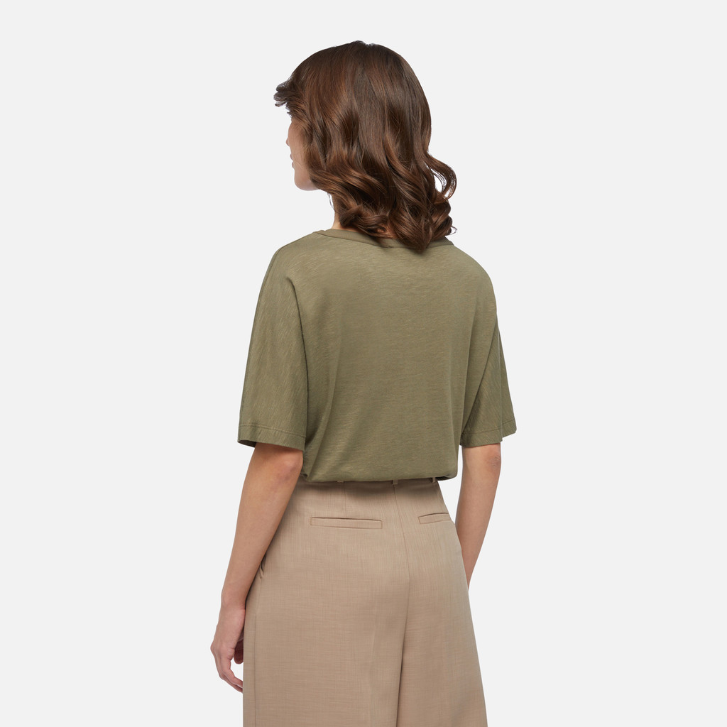 t-shirt T-SHIRT WOMAN Burnt olive - image number 5 | GEOX