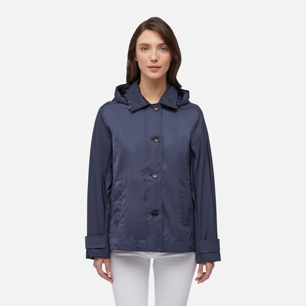 Geox W DESYA Giacca, Black/Black, 40 Da Donna