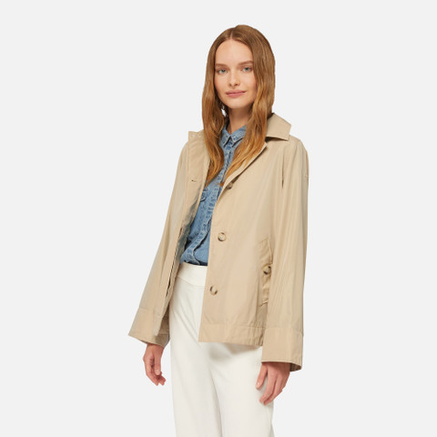 short trench coat SOLEIL WOMAN Brown Rice - image number 3 | GEOX