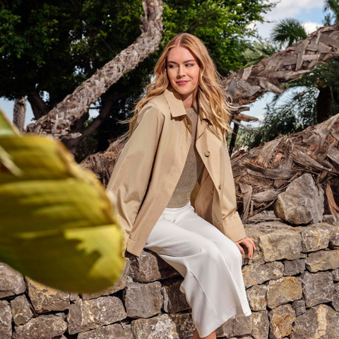 short trench coat SOLEIL WOMAN Brown Rice - image number 9 | GEOX