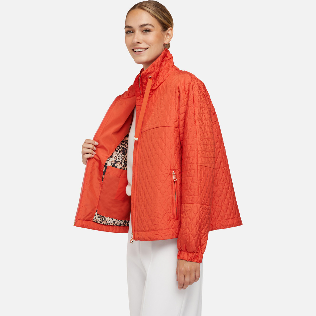 quilted jacket DIAMOND WOMAN Koi orange - image number 8 | GEOX