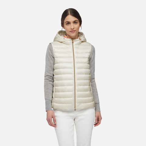 sleeveless down jacket JAYSEN WOMAN White - image number 1 | GEOX