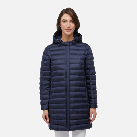 Full-length quilted coat JAYSEN WOMAN Navy blazer - image number 1 | GEOX