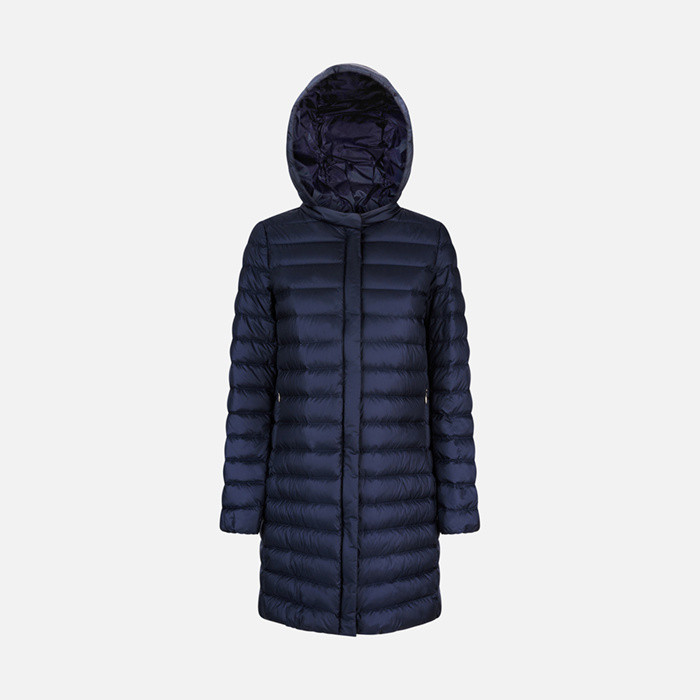 Full-length quilted coat JAYSEN WOMAN Navy blazer | GEOX