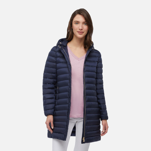 Full-length quilted coat JAYSEN WOMAN Navy blazer - image number 3 | GEOX