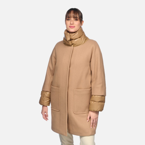 long coat DIAMANTA WOMAN Tiger's eye - image number 1 | GEOX