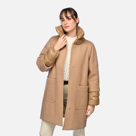 long coat DIAMANTA WOMAN Tiger's eye - image number 3 | GEOX