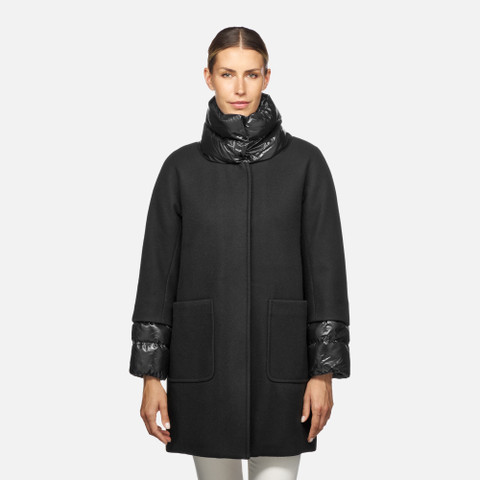 long coat DIAMANTA WOMAN Black - image number 1 | GEOX