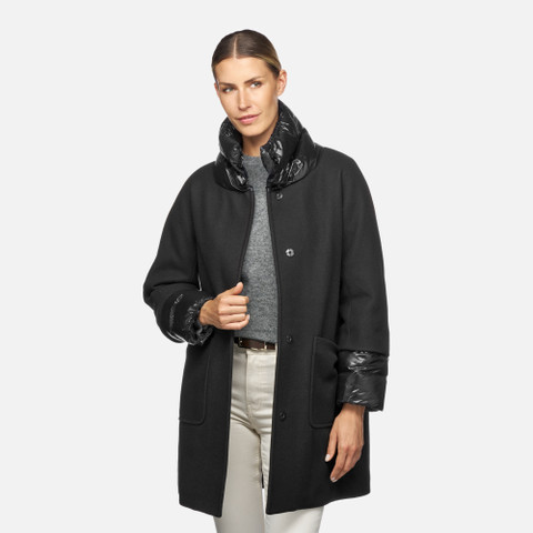 long coat DIAMANTA WOMAN Black - image number 3 | GEOX