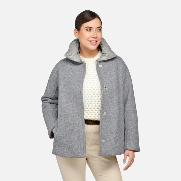 Short coat DIAMANTA WOMAN Light melange Gray | GEOX