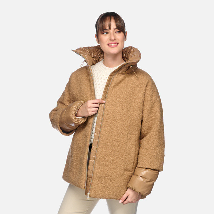 Manteau court CALITHE FEMME Beige biscuit | GEOX