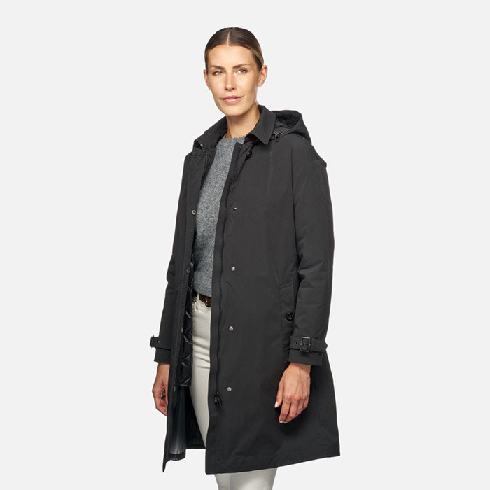 Trench coat ANYWECO   FEMME Noir | GEOX