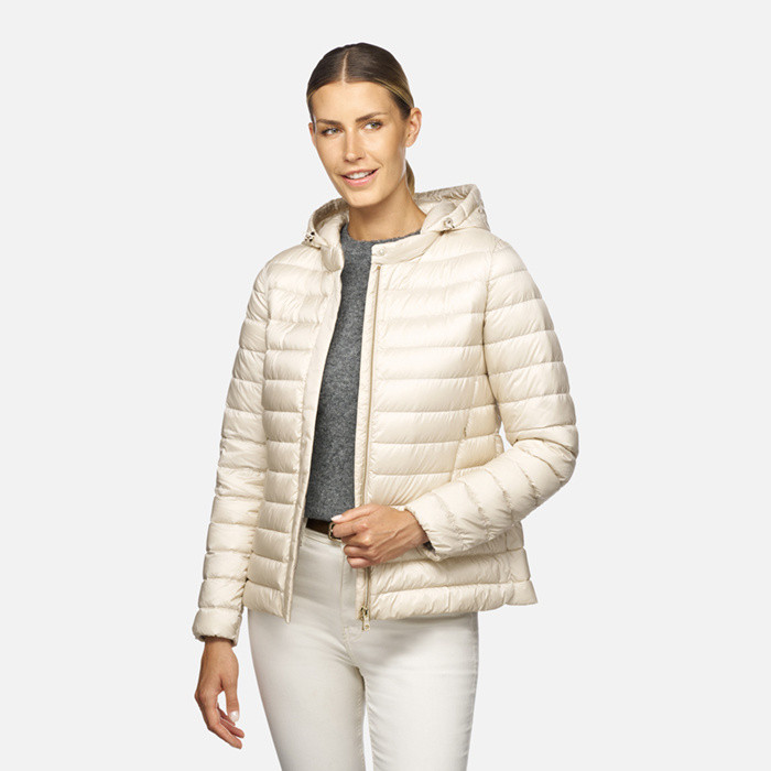 Kurze daunenjacke JAYSEN DAME Off-White | GEOX