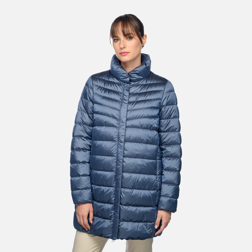 Full-length quilted coat JAYSEN WOMAN Dark infinity - image number 1 | GEOX
