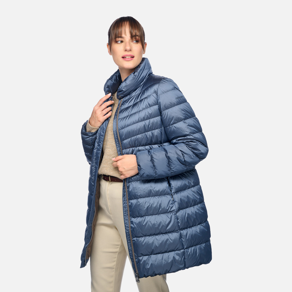 Full-length quilted coat JAYSEN WOMAN Dark infinity - image number 3 | GEOX