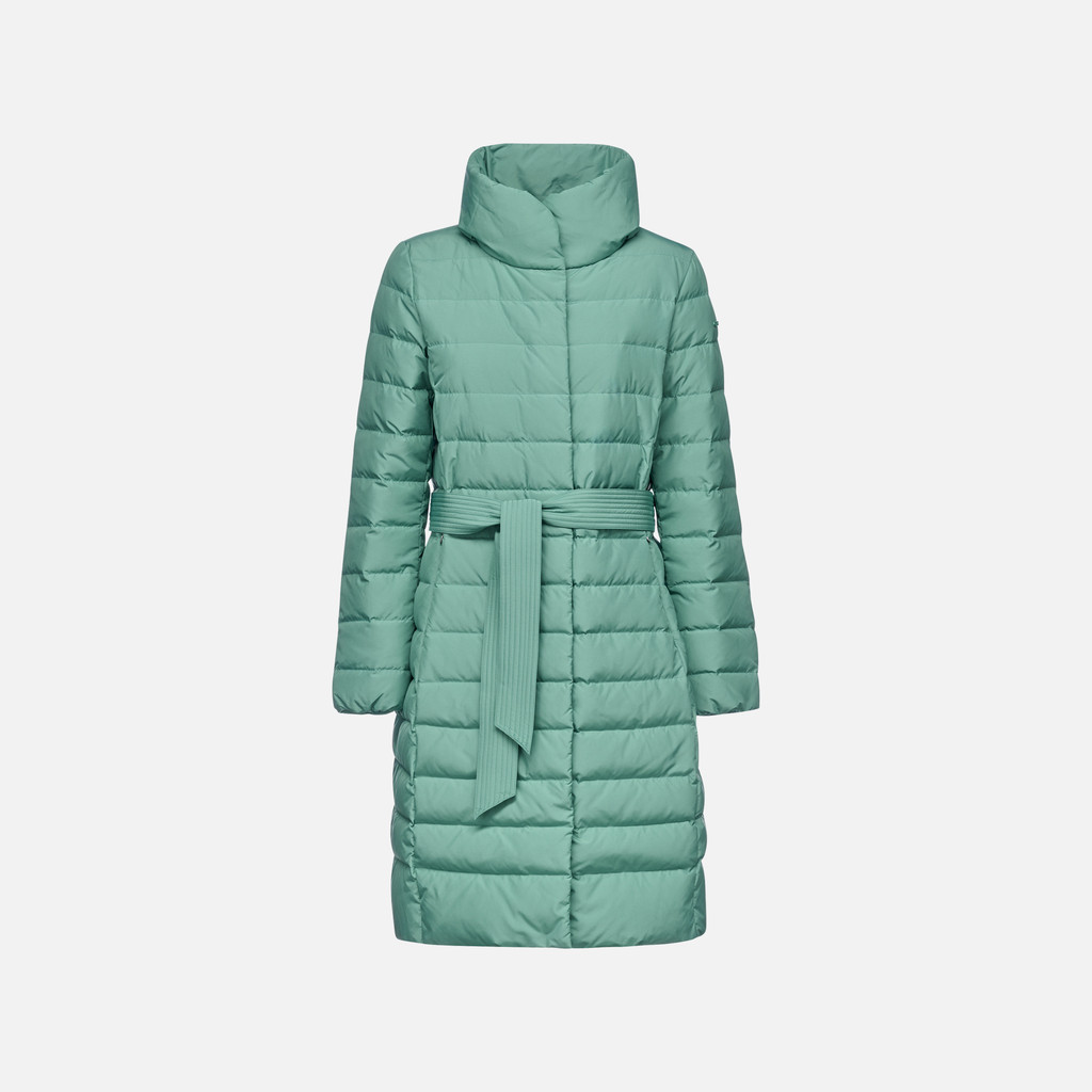 Full-length quilted coat CATRIA WOMAN Deep sea - image number 0 | GEOX