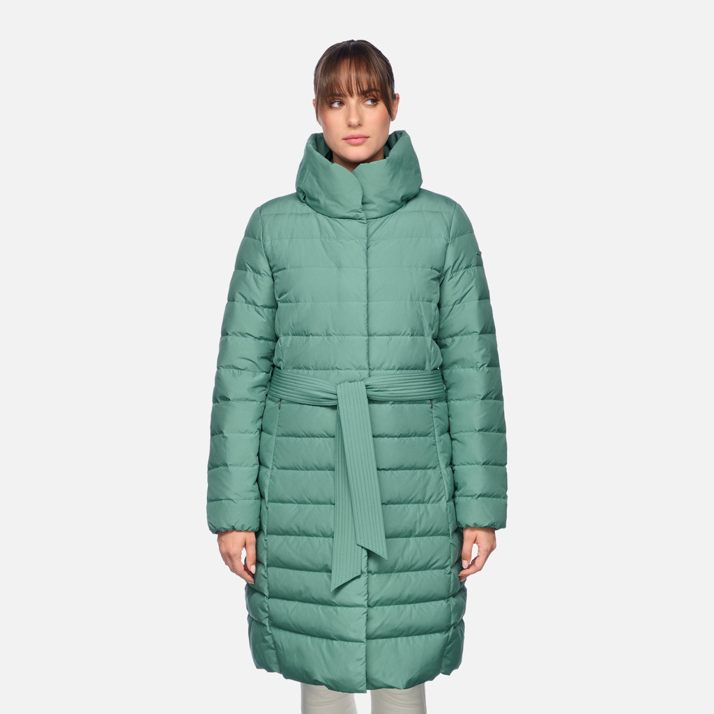 Full-length quilted coat CATRIA WOMAN Deep sea - image number 1 | GEOX