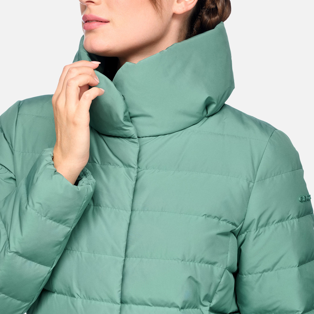 Full-length quilted coat CATRIA WOMAN Deep sea - image number 8 | GEOX