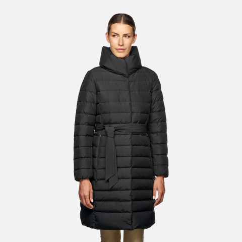 Full-length quilted coat CATRIA WOMAN Black - image number 1 | GEOX