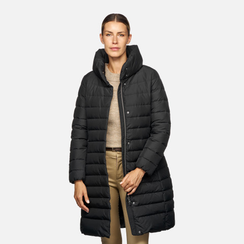 Full-length quilted coat CATRIA WOMAN Black - image number 3 | GEOX