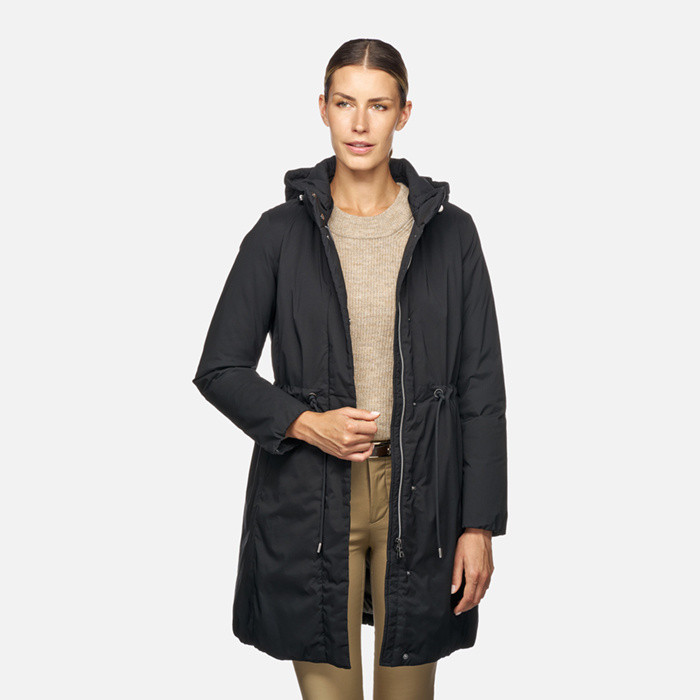 Full-length quilted coat ELEANA WOMAN Black | GEOX