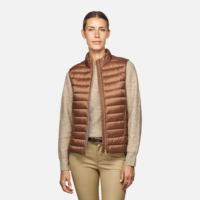 Sleeveless down jacket JAYSEN WOMAN Partridge | GEOX