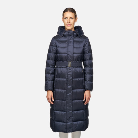 Full-length quilted coat PHEBY WOMAN Sky captain - image number 1 | GEOX
