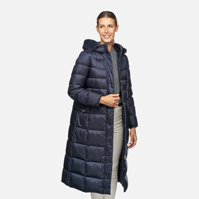 Full-length quilted coat PHEBY WOMAN Sky captain | GEOX