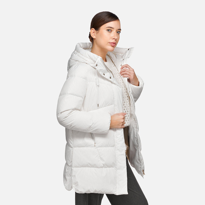 Full-length quilted coat DALYLA WOMAN Blanc De Blanc | GEOX