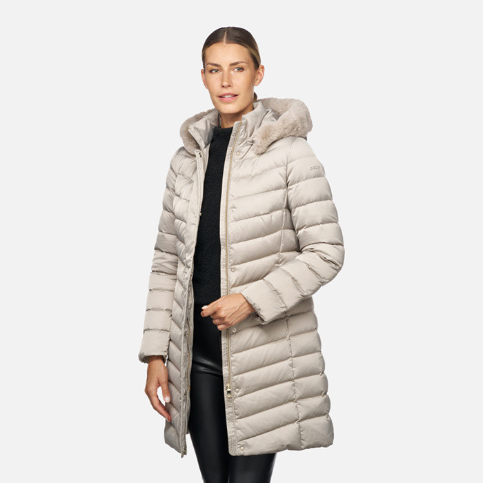 Lange daunenjacke BETTANIE DAME Taubengrau | GEOX