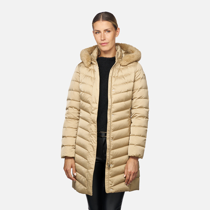 Lange daunenjacke BETTANIE DAME Sand | GEOX