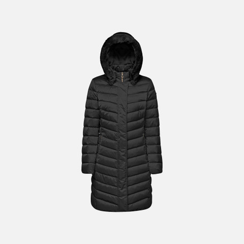 Geox BETTANIE WOMAN Black Full length quilted coat Geox