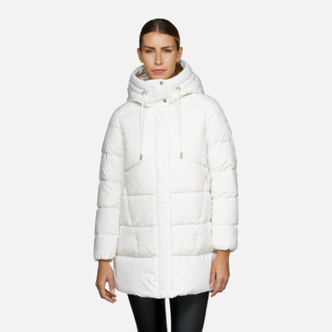 Full-length quilted coat DALYLA WOMAN Blanc De Blanc - image number 1 | GEOX