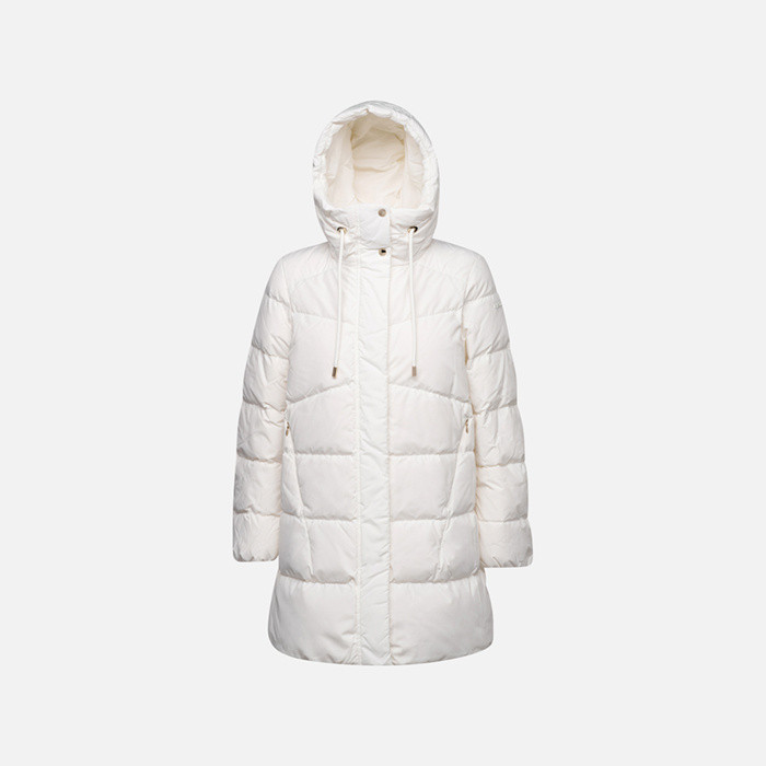 Full-length quilted coat DALYLA WOMAN Blanc De Blanc | GEOX