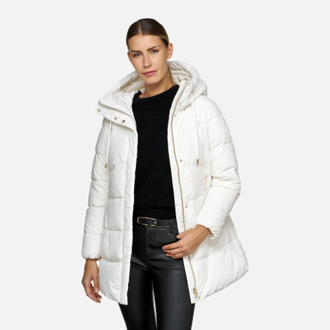 Full-length quilted coat DALYLA WOMAN Blanc De Blanc - image number 3 | GEOX