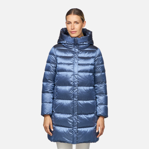Full-length quilted coat ADRYA WOMAN Dark infinity - image number 1 | GEOX
