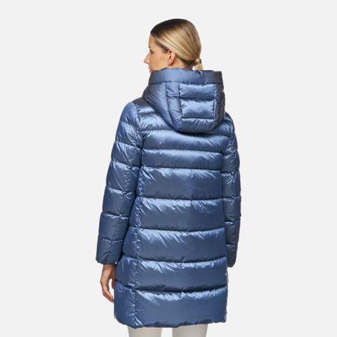 Full-length quilted coat ADRYA WOMAN Dark infinity - image number 5 | GEOX