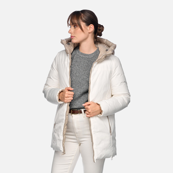 Reversible jacket SPHERICA WOMAN Blanc de blanc/String | GEOX