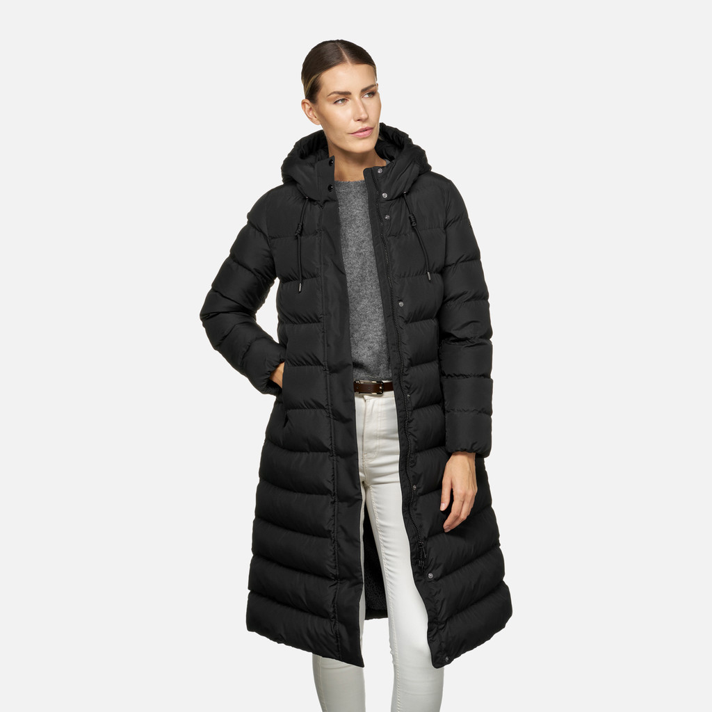 long parka ANYLLA WOMAN Black - image number 3 | GEOX