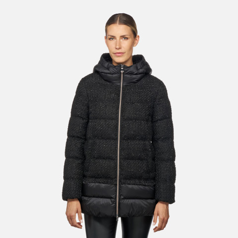 Long parka MANILVA WOMAN Black/Black - image number 1 | GEOX