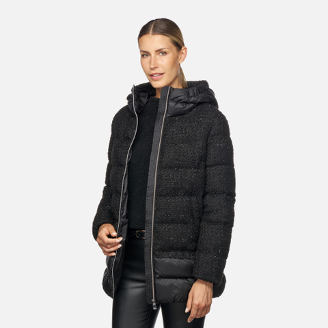 Long parka MANILVA WOMAN Black/Black - image number 0 | GEOX