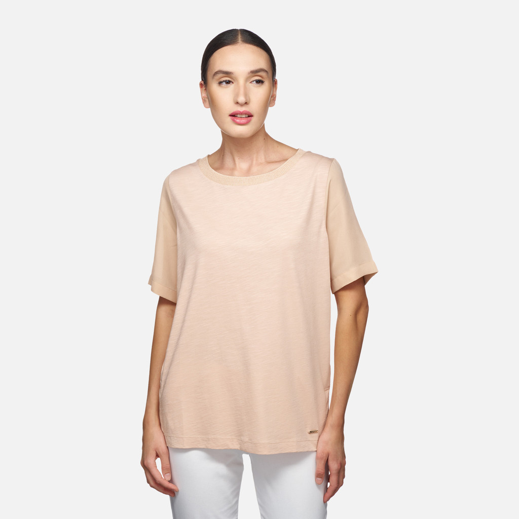 T-shirt T-SHIRT WOMAN Misty Rose/Misty Rose - image number 1 | GEOX