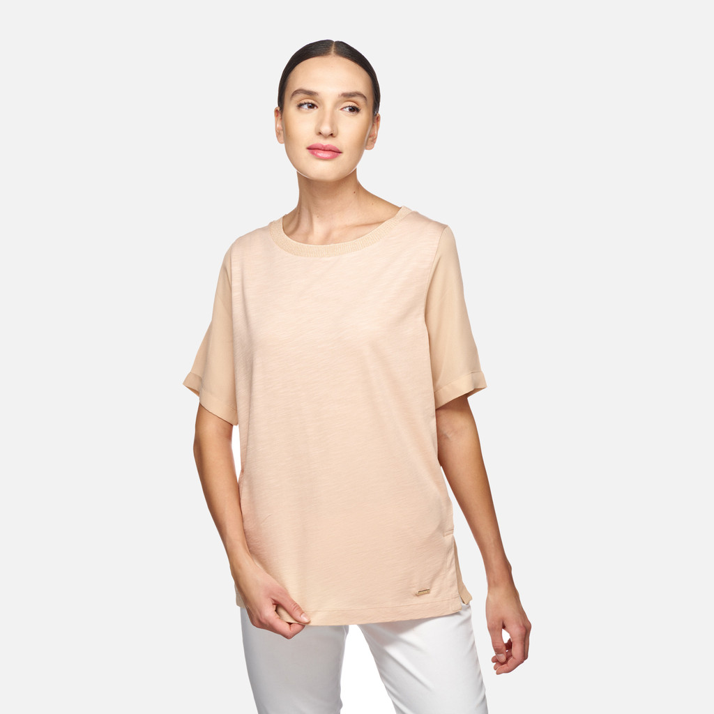 T-shirt T-SHIRT WOMAN Misty Rose/Misty Rose - image number 3 | GEOX