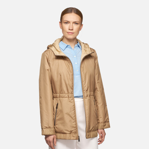 short parka DORALEA WOMAN Warm sand/Tannin - image number 8 | GEOX