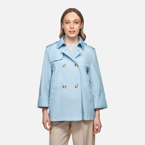 Short trench coat SOLEIL WOMAN Dusk blue - image number 1 | GEOX