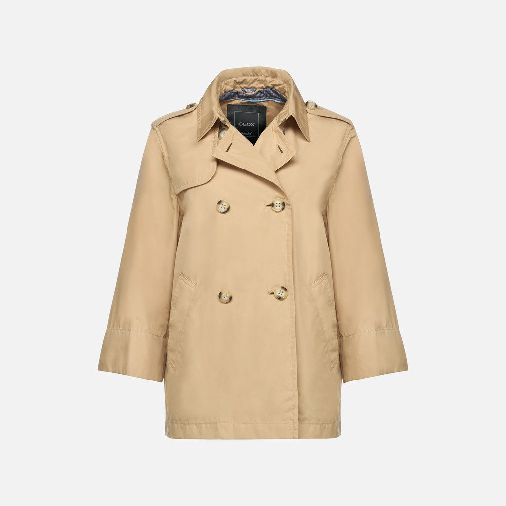 short trench coat SOLEIL WOMAN Warm sand - image number 0 | GEOX