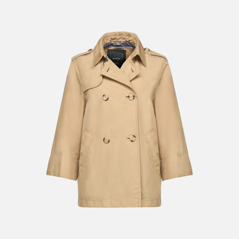 short trench coat SOLEIL WOMAN Warm sand - image number 0 | GEOX