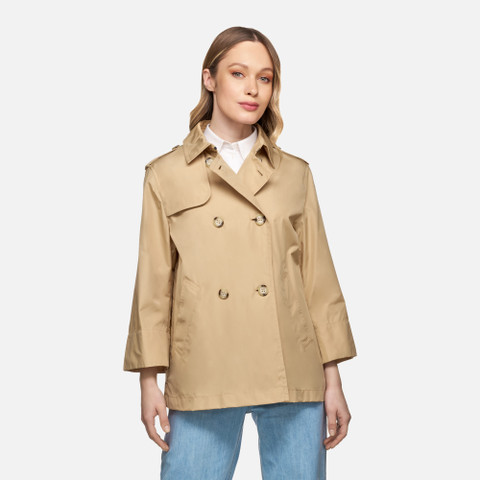 short trench coat SOLEIL WOMAN Warm sand - image number 1 | GEOX
