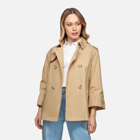 short trench coat SOLEIL WOMAN Warm sand - image number 3 | GEOX
