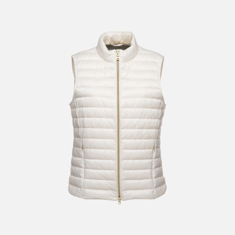 Sleeveless down jacket JAYSEN WOMAN Moonlight sand - image number 0 | GEOX